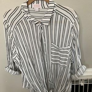 White with black stripes button up